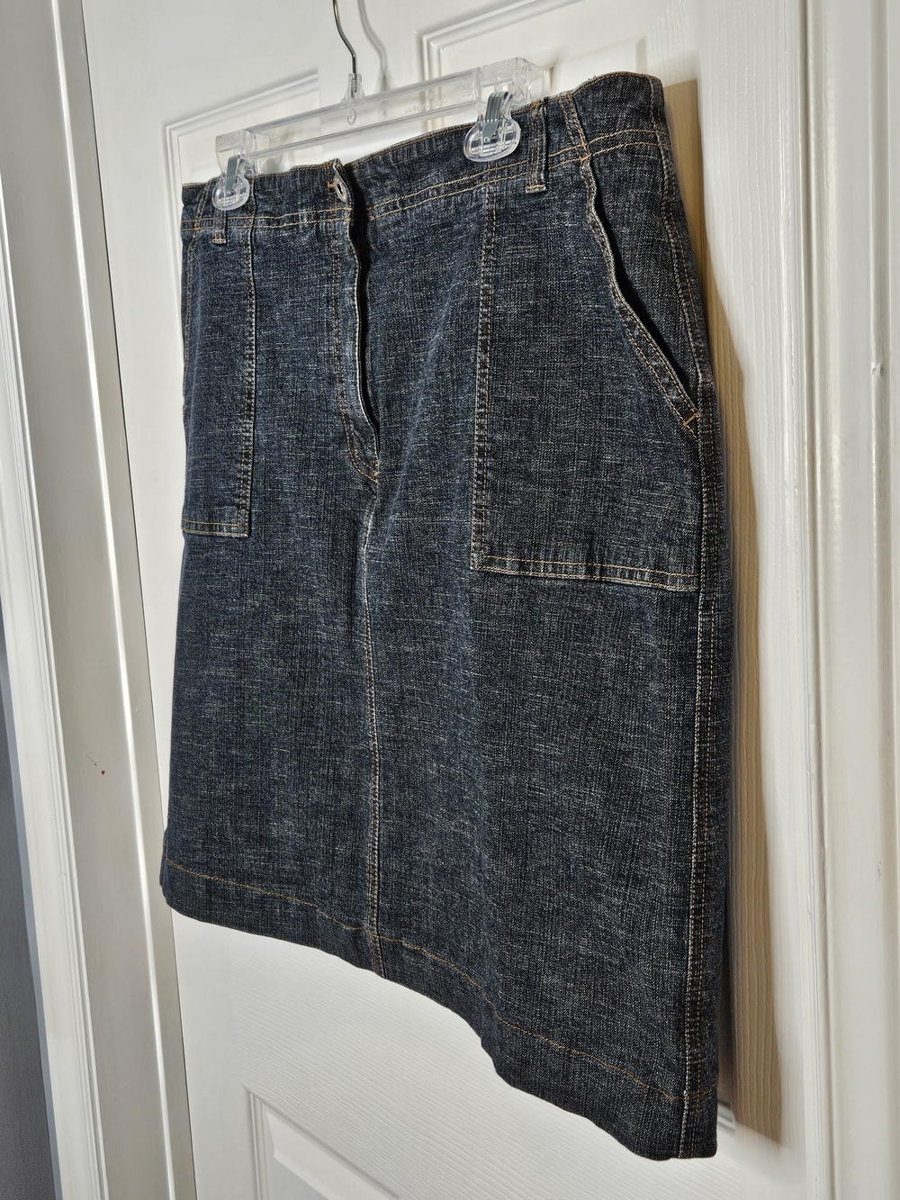 NWOT Reitmans Mini Denim Skirt Plus Size 18 Dark Wash Front Pockets - Picture 7 of 11